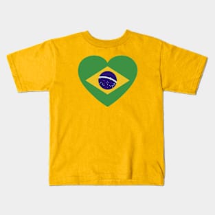 I Love Brazil // Heart-Shaped Brazilian Flag Kids T-Shirt